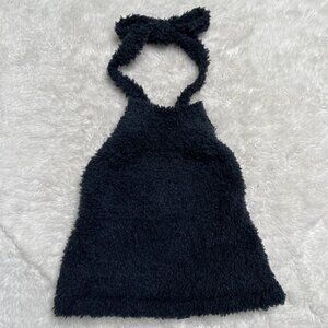 Skims Women’s Black Fur Halter Tank Top & Shorts Set Size Large Large / XL